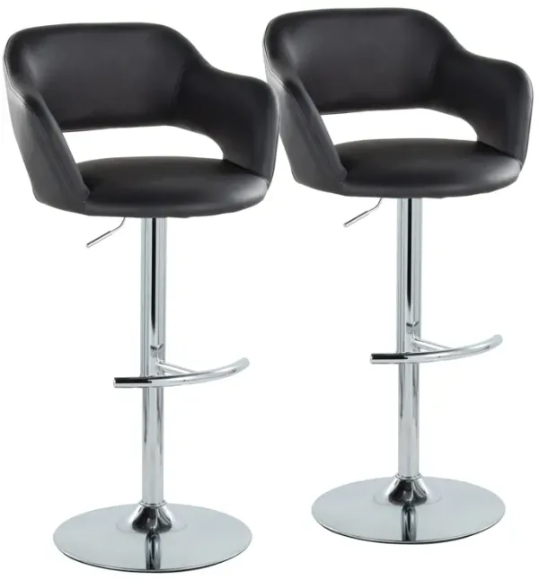 Margarite - Contemporary Ajustable Barstool With Swivel With Rounded T Footrest (Set of 2)