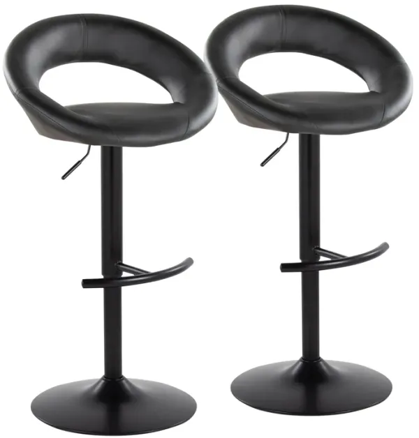 Posh - Contemporary Adjustable Barstool With Swivel & Rounded T Footrest (Set of 2)