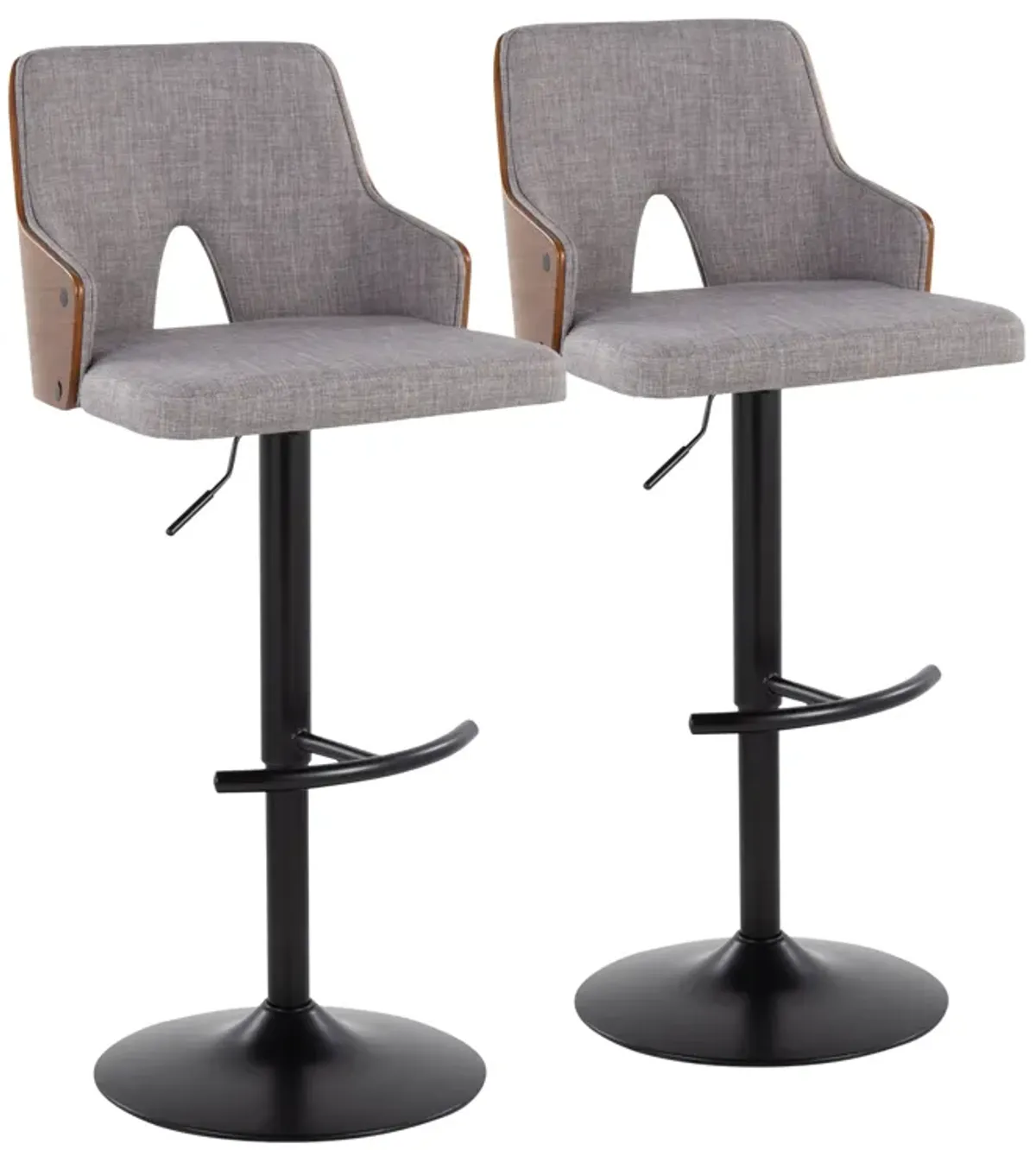 Stella - Contemporary Adjustable Barstool Stool & Swivel With Rounded T Footrest (Set of 2)