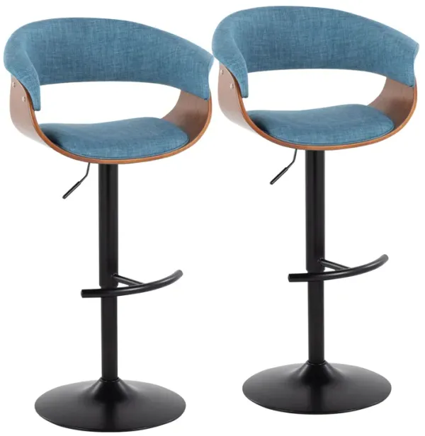 Vintage Mod - Mid Century Modern Adjustable Height Barstool With Swivel & Rounded T Footrest (Set of 2)