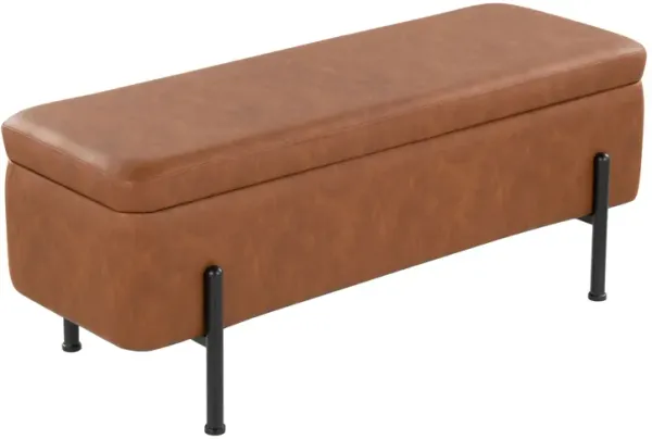 Daniella - Contemporary Storage Bench - Black / Camel