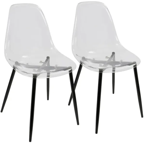 Clara - Mid-Century Modern Dining Chair (Set of 2) - Black / Clear