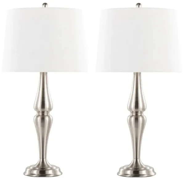 Sawyer - Contemporary Table Lamp (Set of 2) - Nickel / White