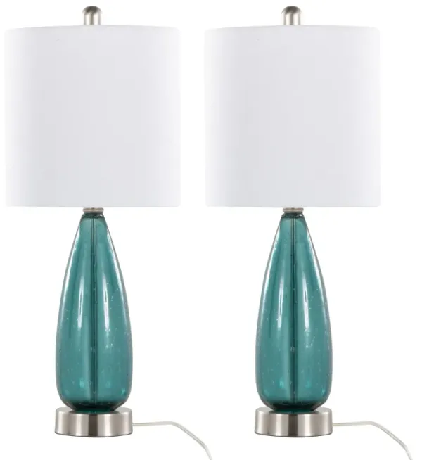 Bottega - Contemporary Table Lamp (Set of 2) - Sapphire Blue / Nickel / White
