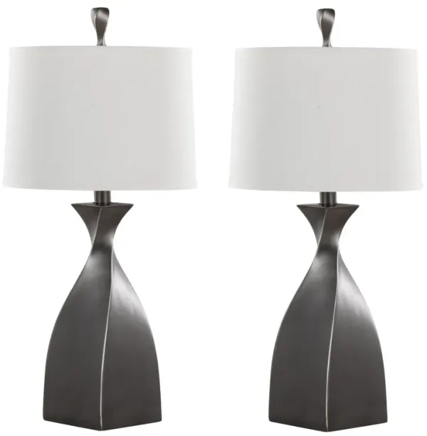 Curvo - Contemporary Table Lamp (Set of 2) - Rubbed Gray Slate / White