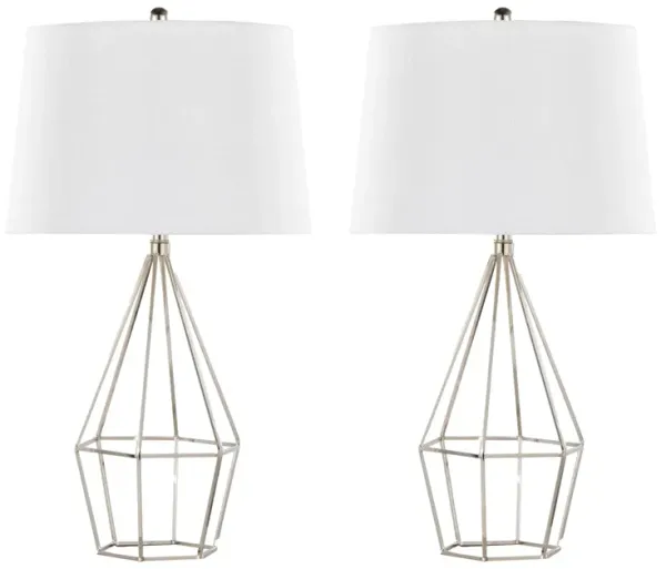 Diana - Contemporary Table Lamp (Set of 2) - Polished Nickel / Black Satin