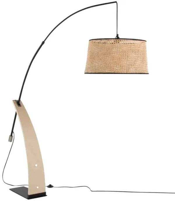 Robyn - Salon Mid-Century Modern Floor Lamp - Natural / Black