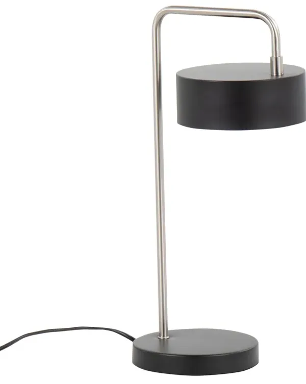 Puck - Contemporary Table Lamp - Nickel / Black
