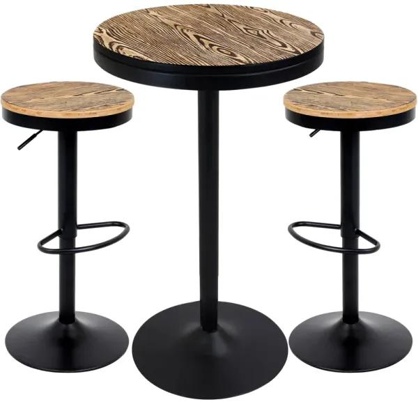 Dakota - 3 Piece Industrial Farmhouse Dining Set - Black