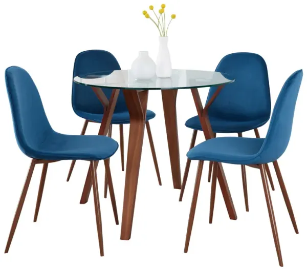 Folia - 5 Piece Round Pebble Mid Century Modern Dining Set