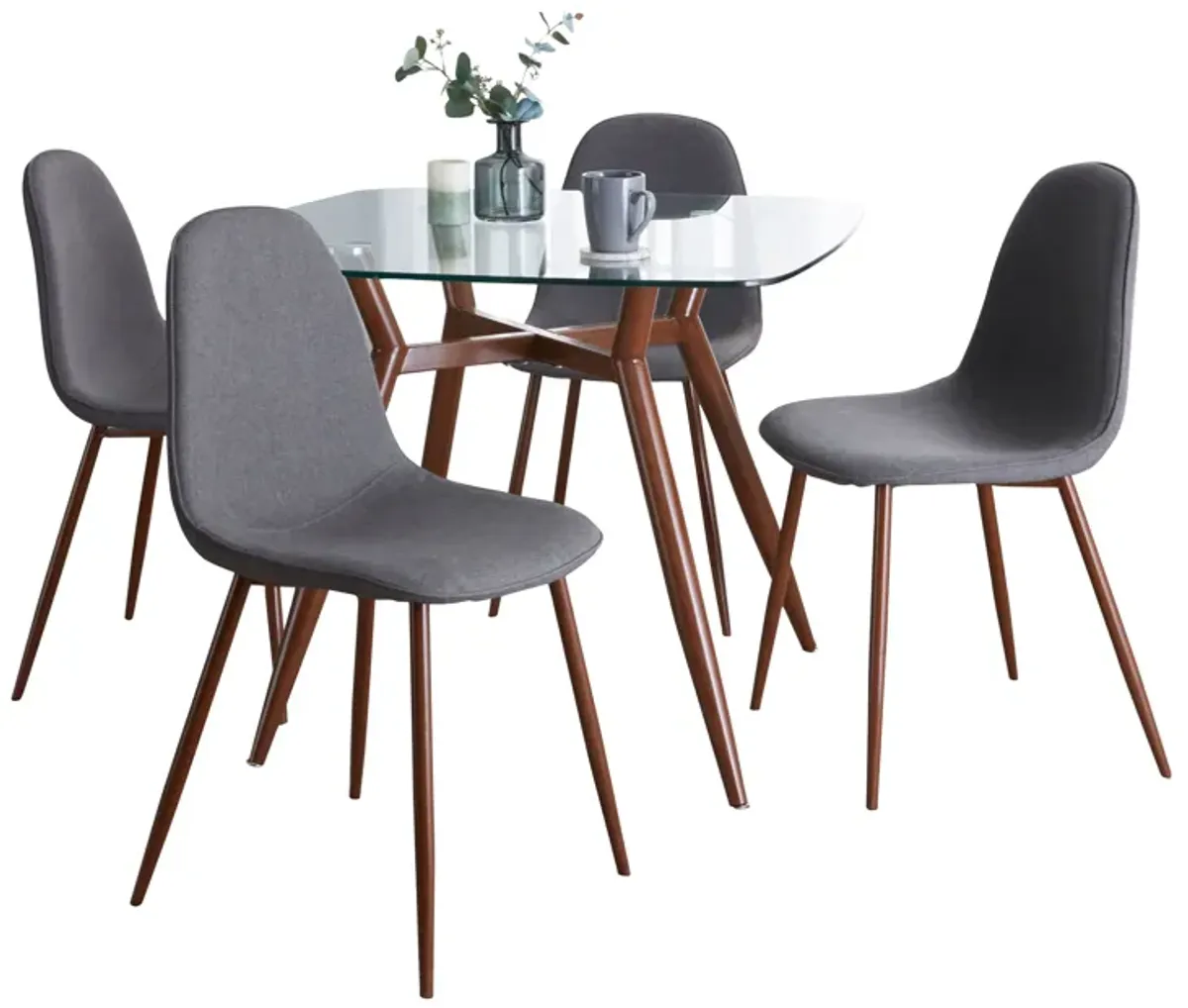 Clara Pebble - 5 Piece Square Tabletop Mid Century Modern Dining Set