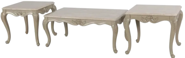 3 Piece Coffee Table Set with Real Marble Tabletops