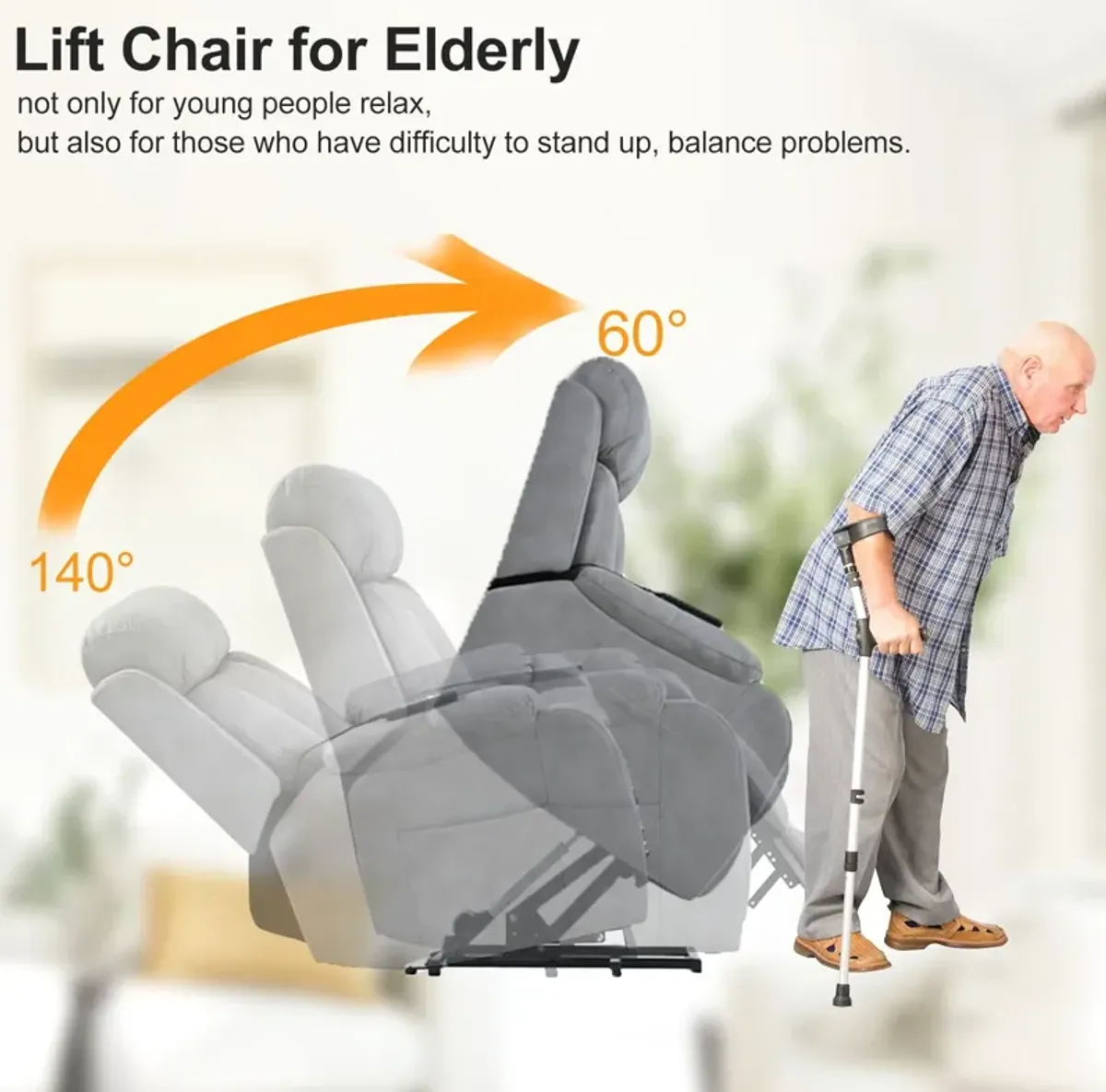 Lift Chair Recliner For Elderly Power Remote Control Recliner Sofa Relax Soft Chair Anti-Skid Australia Cashmere Fabric Furniture Living Room