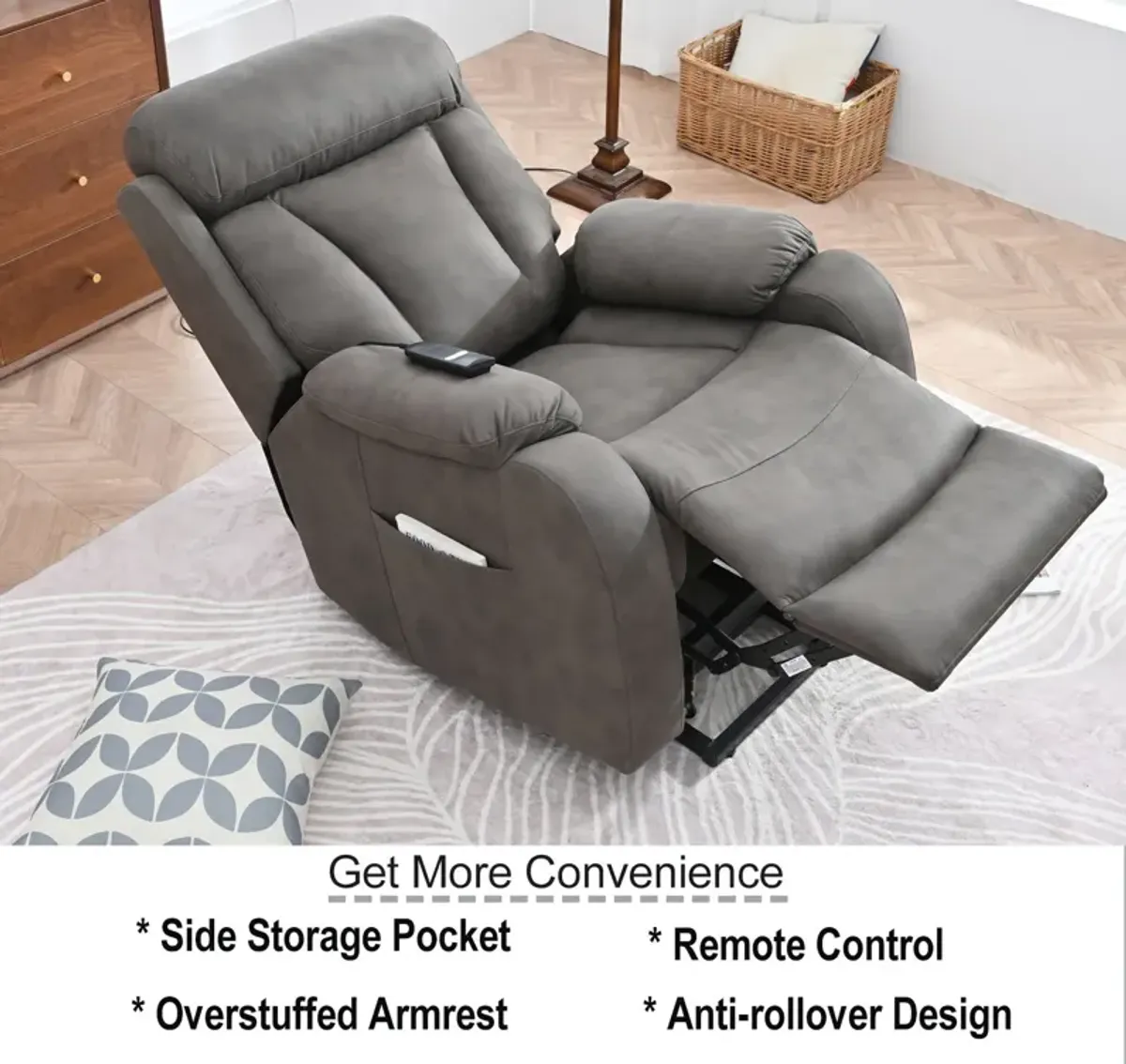 Lift Chair Recliner For Elderly Power Remote Control Recliner Sofa Relax Soft Chair Anti-Skid Australia Cashmere Fabric Furniture Living Room