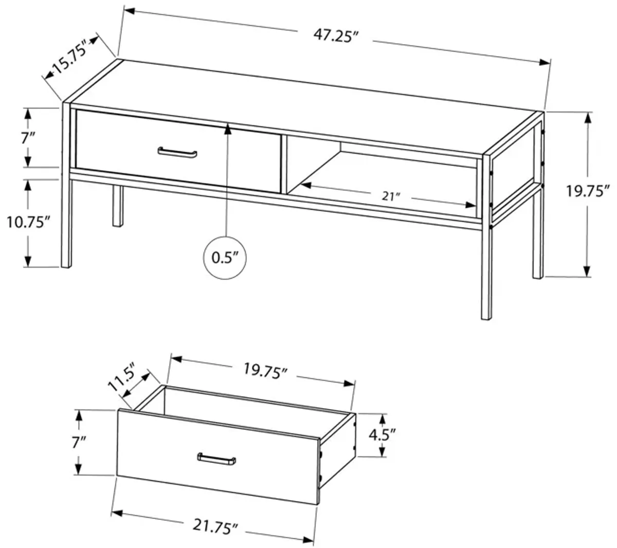 TV Stand, Console, Media Entertainment Center, Storage Drawer