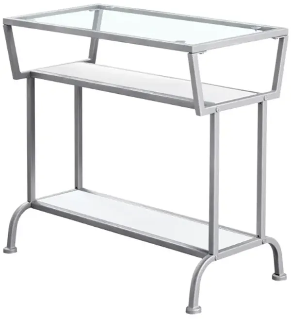 Accent Side Table, Narrow, Small, 2 Tier, Modern - White