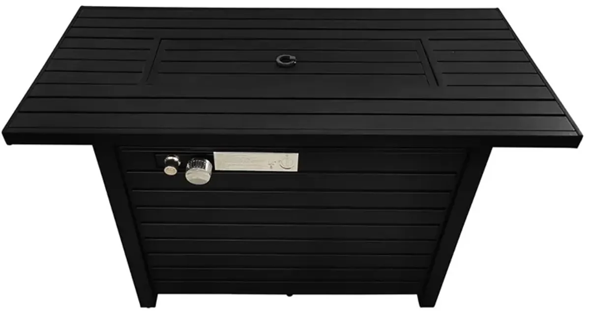 Outdoor Fire Pit Table With Lid Fuel Versatility- Black