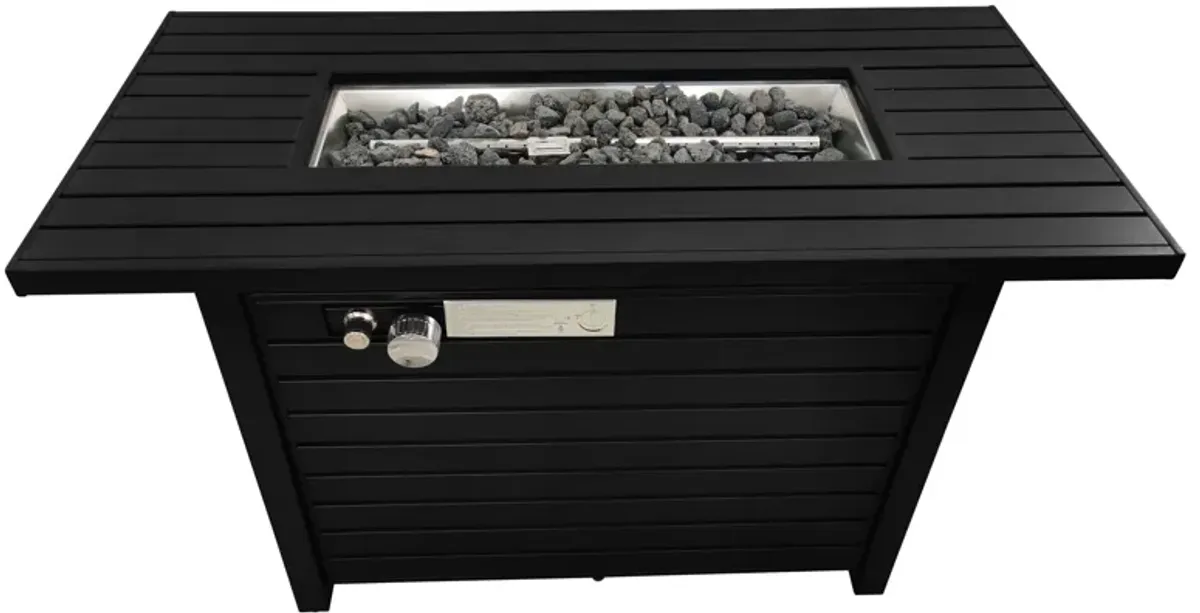 Outdoor Fire Pit Table With Lid Fuel Versatility- Black