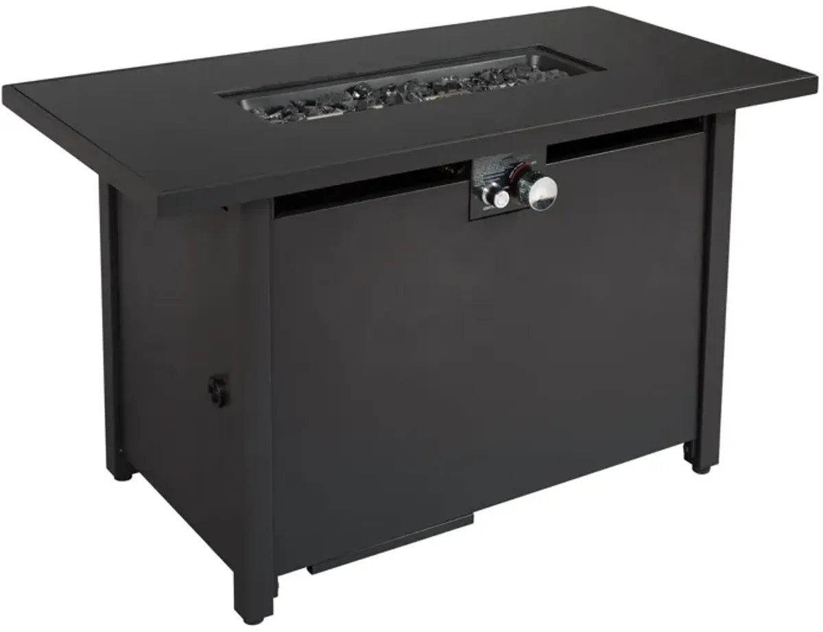 Outdoor Fire Pit Table With Lid - Black