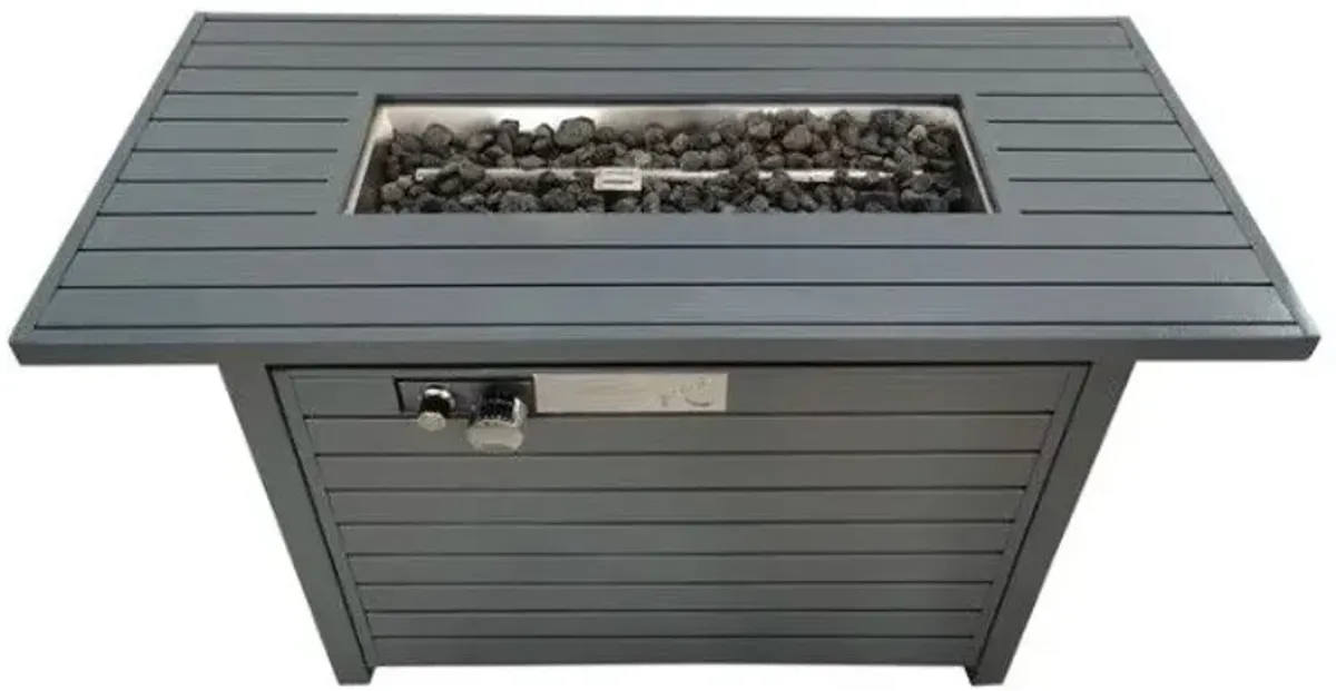 Outdoor Fire Pit Table With Lid Durable Construction - Gray