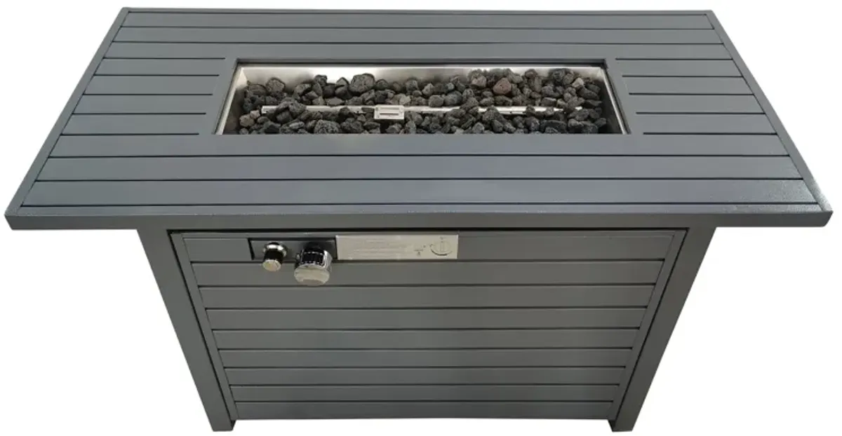 Propane Outdoor Fire Pit Table With Lid - Gray