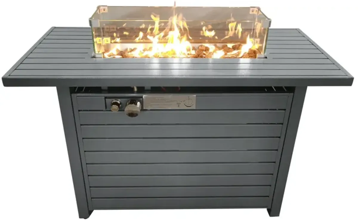 Propane Outdoor Fire Pit Table With Lid High-Quality Materials - Gray