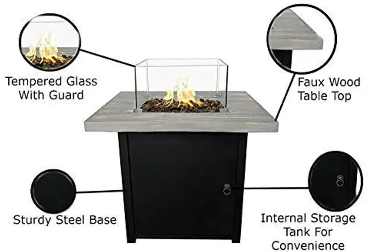 Reinforced - Propane Fire Pit Table - Black / Gray