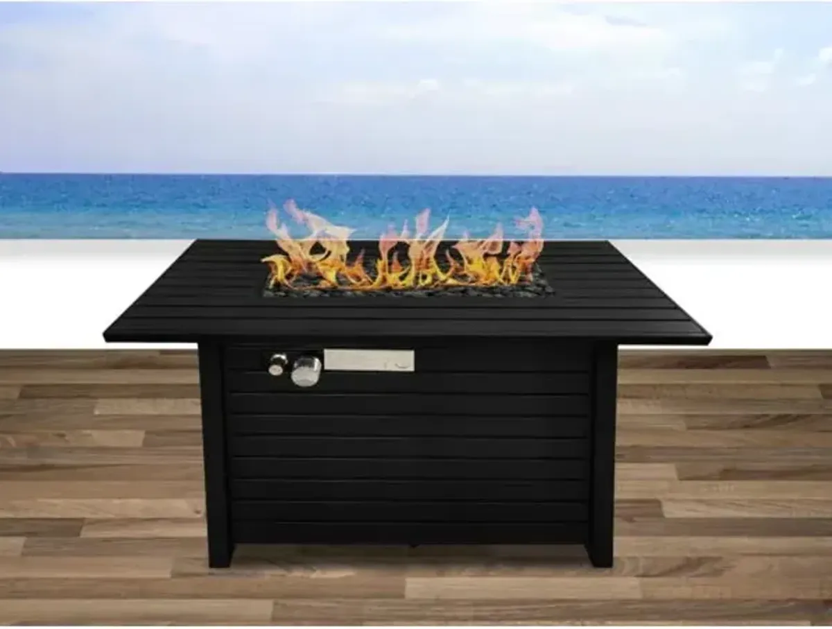 Outdoor Fire Pit Table With Lid, Modern Design - Black