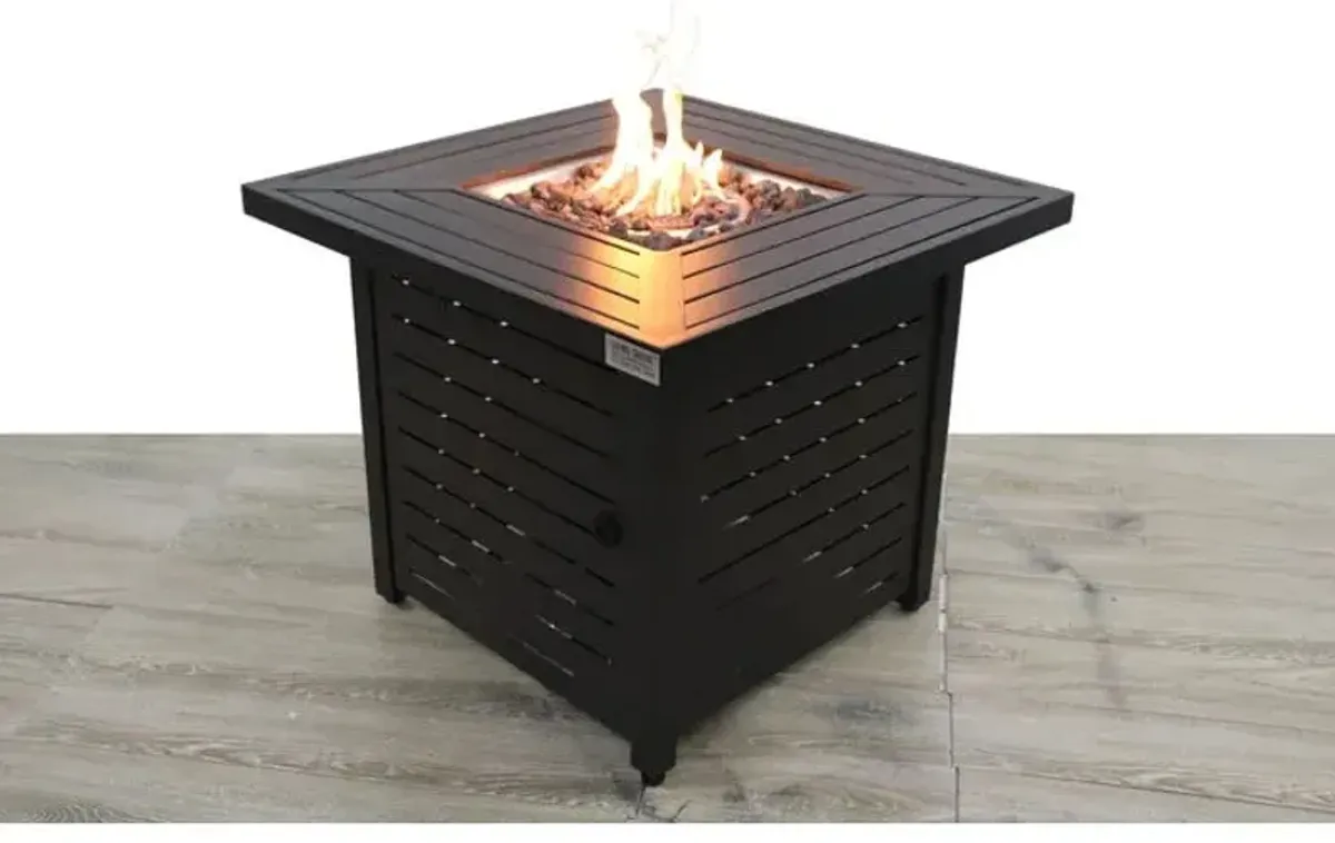 Outdoor Fire Pit Table With Lid, High-Quality Materials - Black