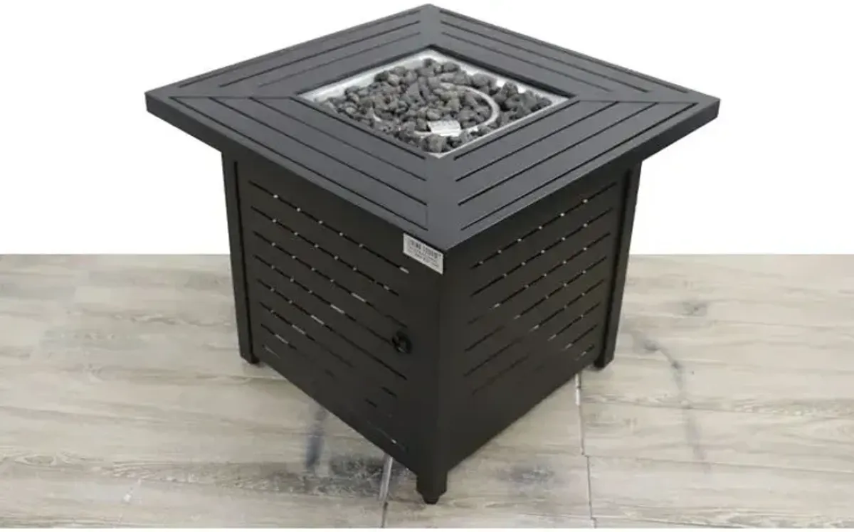 Outdoor Fire Pit Table With Lid, High-Quality Materials - Black