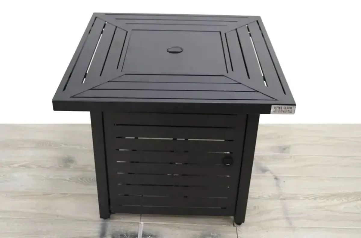 Outdoor Fire Pit Table With Lid, High-Quality Materials - Black