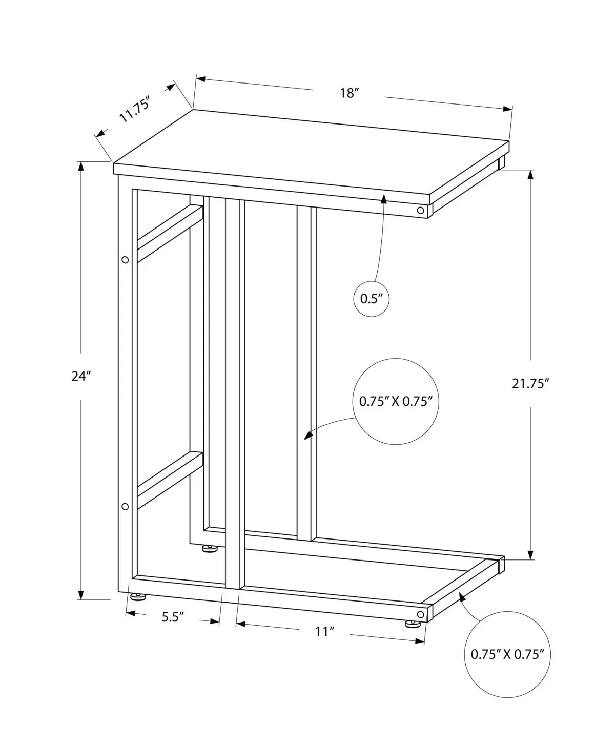 Accent Table, C - Shaped, Contemporary & Modern, Versatile Use