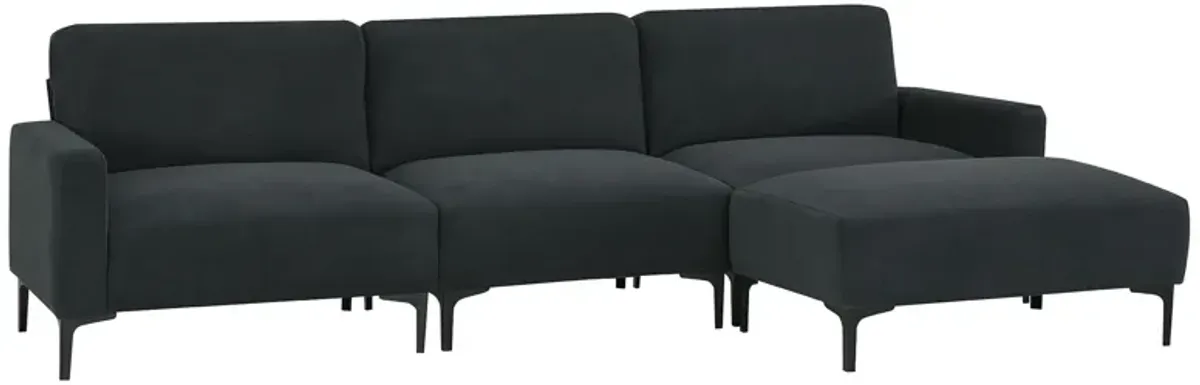 Modern L-Shaped Sectional Sofa, 4-Seat Velvet Fabric Couch Set With Convertible Ottoman, Freely Combinable Sofa For Living Room, Apartment, Office, Apartment