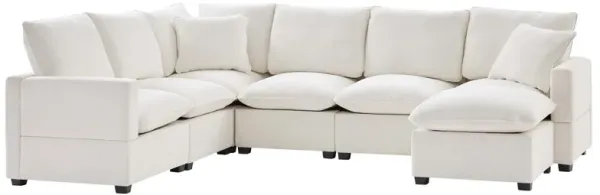 Modern U-Shape Modular Sofa, 7 Seat Chenille Sectional Couch Set With 2 Pillows Included, Freely Combinable Indoor Funiture For Living Room, Apartment, Office