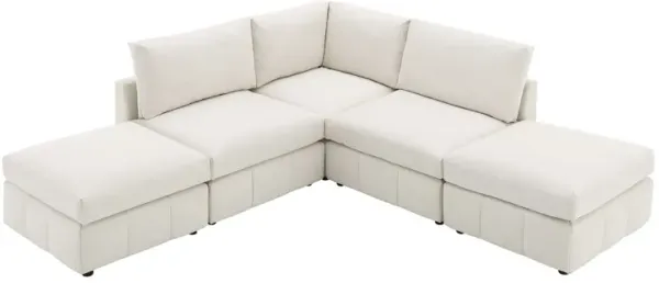 Modern Sectional Sofa With Vertical Stripes, 5 Seat Armless Couch Set With Convertible Ottomans, Various Combinations, L-Shape Indoor Furniture For Living Room