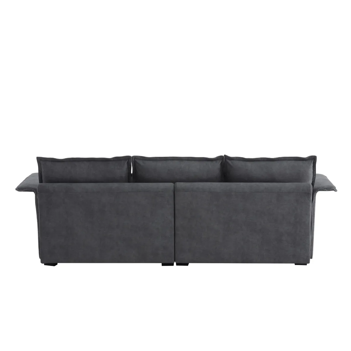 Oversized Luxury Sectional Sofa With Bentwood Armrests, 4 Seat Upholstered Indoor Furniture With Double Cushions, L Shape Couch With Ottoman For Living Room