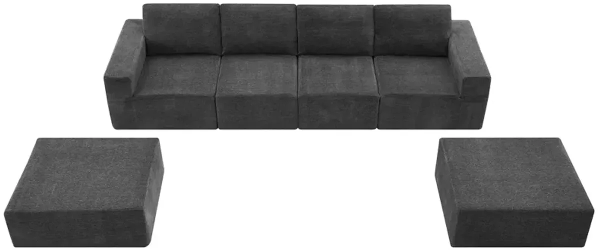 Modular U-Shaped Sectional Sofa, Luxury Chenille Floor Couch Set, Upholstered Indoor Furniture, Foam - Filled Sleeper Sofa Bed For Living Room, Bedroom, Free Combination