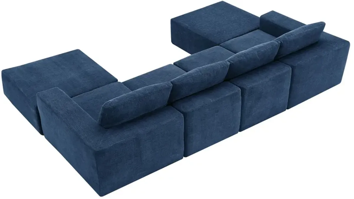 Modular U-Shaped Sectional Sofa, Luxury Chenille Floor Couch Set, Upholstered Indoor Furniture, Foam - Filled Sleeper Sofa Bed For Living Room, Bedroom, Free Combination