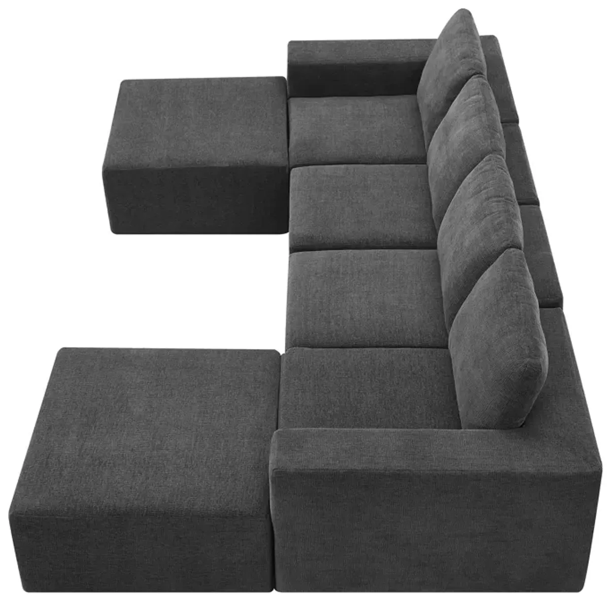 Modular U-Shaped Sectional Sofa, Luxury Chenille Floor Couch Set, Upholstered Indoor Furniture, Foam - Filled Sleeper Sofa Bed For Living Room, Bedroom, Free Combination