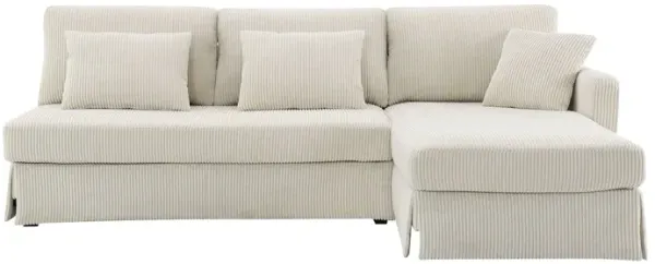 Modern L-Shaped Corduroy Sofa With Reversible Chaise, 4-Seat Upholstered Sectional Indoor Furniture, Convertible Sleeper Couch With Pillows For Living Room, Apartment