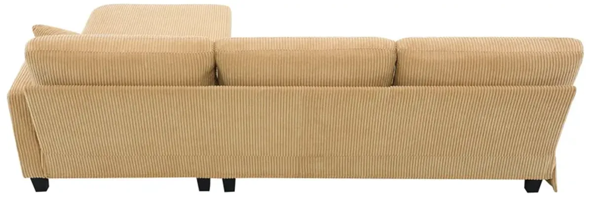 Modern L-Shaped Corduroy Sofa With Reversible Chaise, 4-Seat Upholstered Sectional Indoor Furniture, Convertible Sleeper Couch With Pillows For Living Room, Apartment