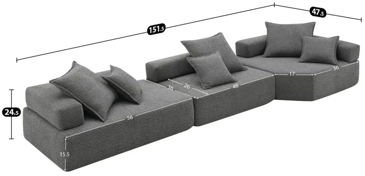 Oversized Modular Sectional Sofa, Luxury Boucle Floor Couch Set, Convertible Sleeper Couch, Spacious Foam-Filled Sofa Bed For Living Room