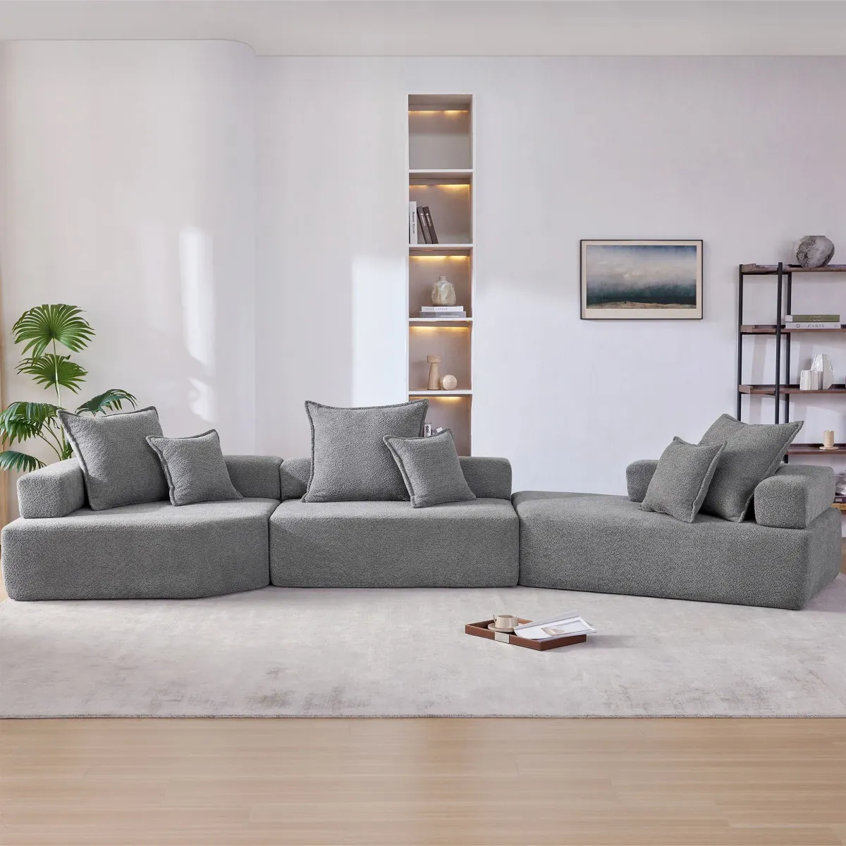 Oversized Modular Sectional Sofa, Luxury Boucle Floor Couch Set, Convertible Sleeper Couch, Spacious Foam-Filled Sofa Bed For Living Room