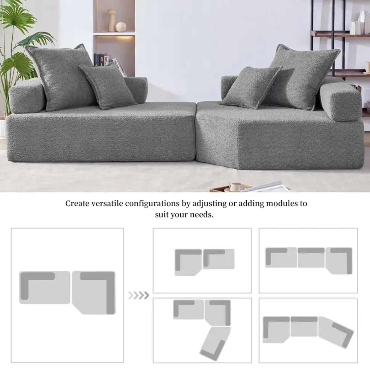 Oversized Modular Sectional Sofa, Luxury Boucle Floor Couch Set, Convertible Sleeper Couch, Spacious Foam-Filled Sofa Bed For Living Room