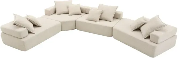 Oversized Modular Sectional Sofa, Luxury Boucle Floor Couch Set, Convertible Sleeper Couch, Spacious Foam-Filled Sofa Bed For Living Room