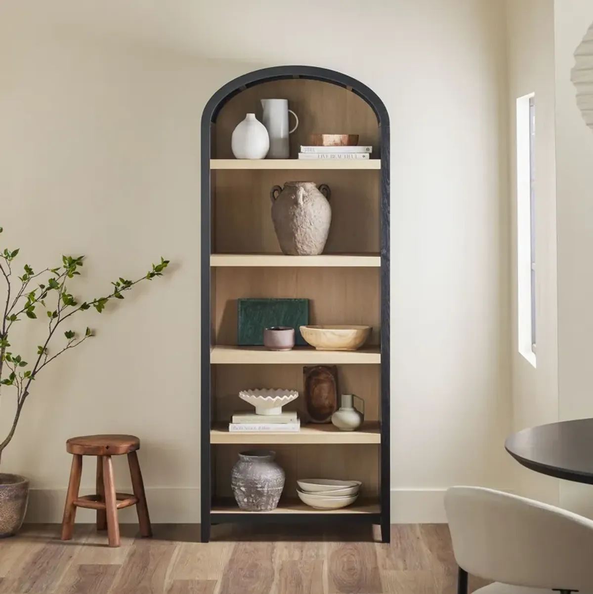 Modern 5 Shelf Open Arched Bookshelf