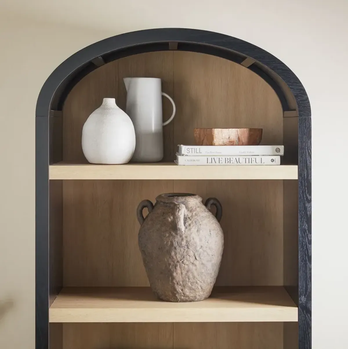 Modern 5 Shelf Open Arched Bookshelf