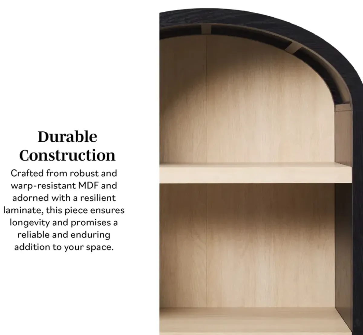 Modern 5 Shelf Open Arched Bookshelf