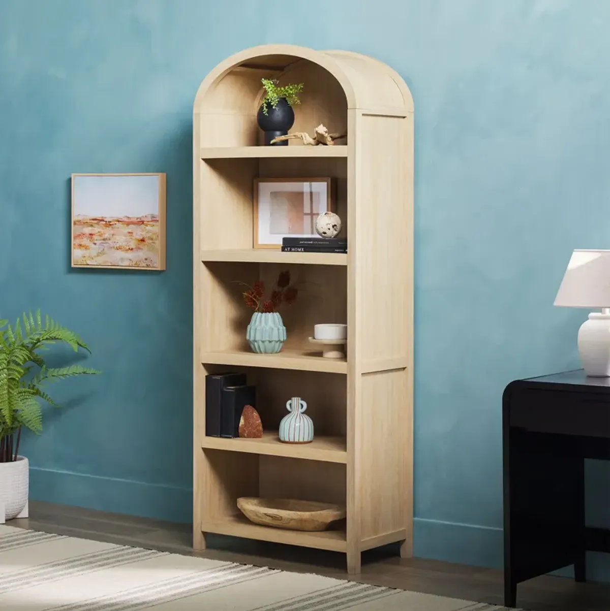 Modern 5 Shelf Open Arched Bookshelf