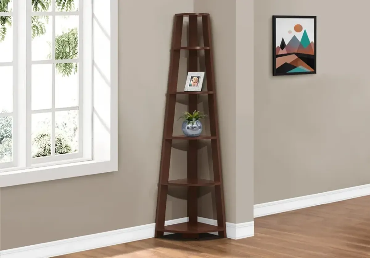 Bookshelf, Bookcase, Etagere, Corner, 5 Tier, For Office, Contemporary & Modern - Cherry